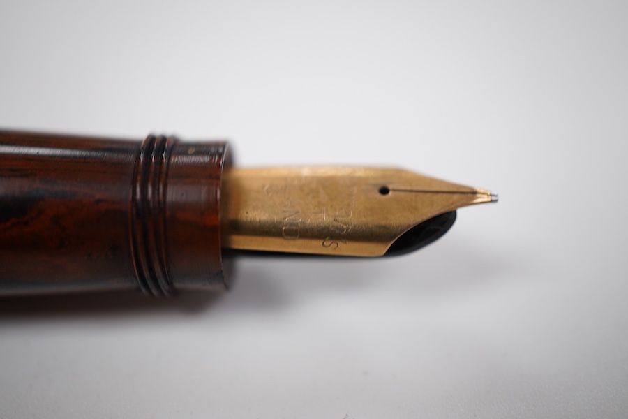 A Waterman No.45 safety pen with red ripple and mottled hard rubber cap and barrel - No.5 nib